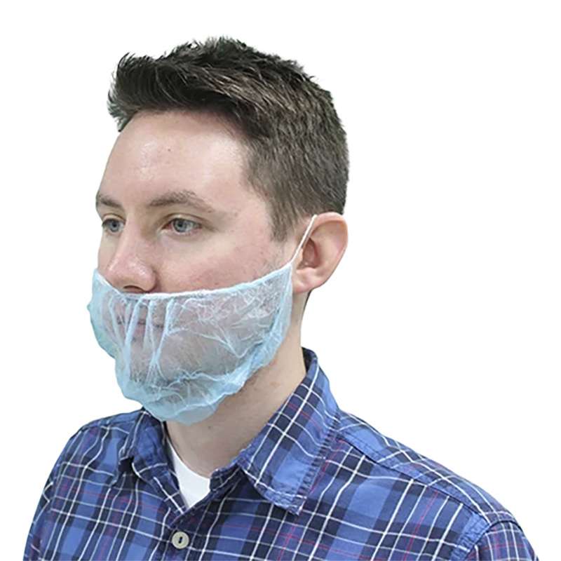 Beard Covers, Spunbond, Polypropylene, Blue 100 per Bag, 10 Bags per Case