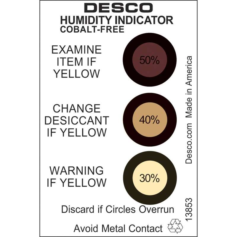 Humidity Indicator Card, Cobalt-Free, 30-40-50 %, 125/Can