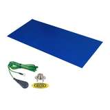Dissipative Dual Layer Rubber Mat, Dark Blue, .060in x 36in x 72in, with Ground redirect to product page