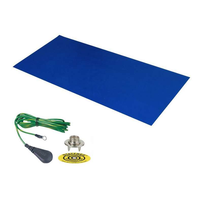 Dissipative Dual Layer Rubber Mat, Dark Blue, .060in x 36in x 72in, with Ground