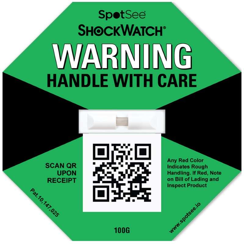 L-30 ShockWatch Impact Label, 100G, Green, 50 per Box