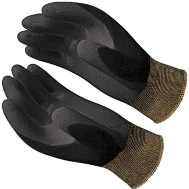 Hi-Tech Black Nylon Gloves with Textured Grey Polyurethane Coating on Palm and Fingers, 1 Pair, X-Large