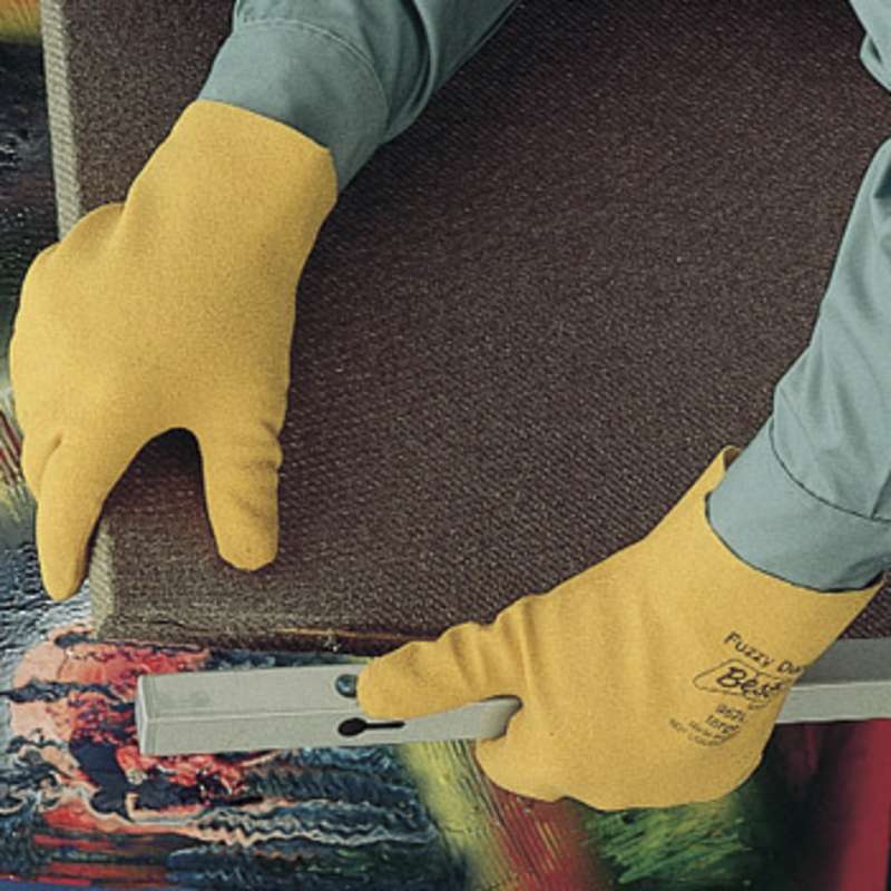 Fuzzy-Duck® Yellow General Purpose Fully PVC Coated Gloves with Cotton Knit Liner, 1 Pair, Large