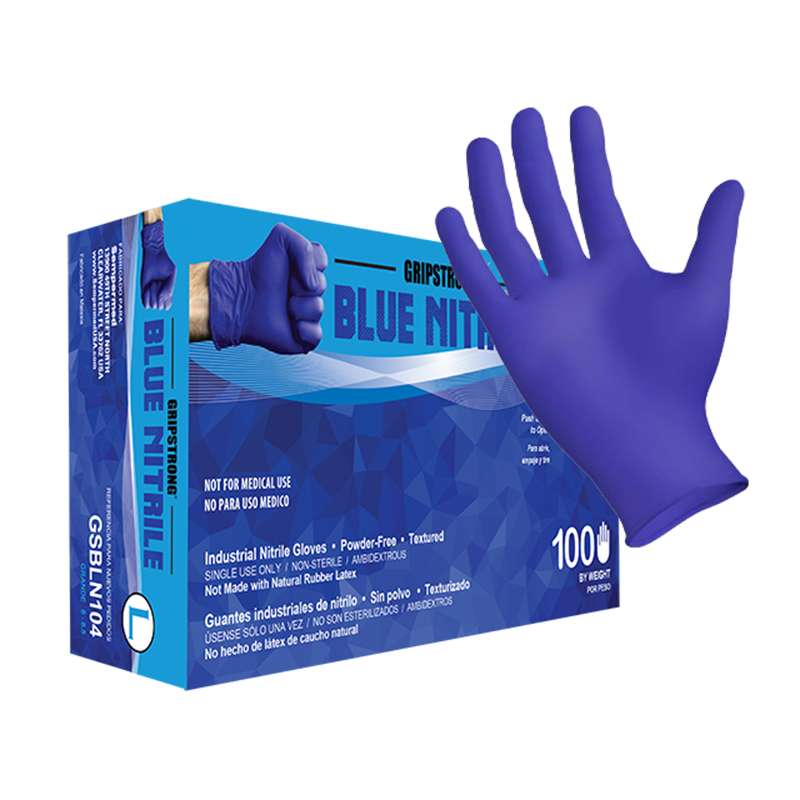 GripStrong Glove, Blue, Nitrile, Powder Free, Textured, ESD Certified, Large, 100/Box