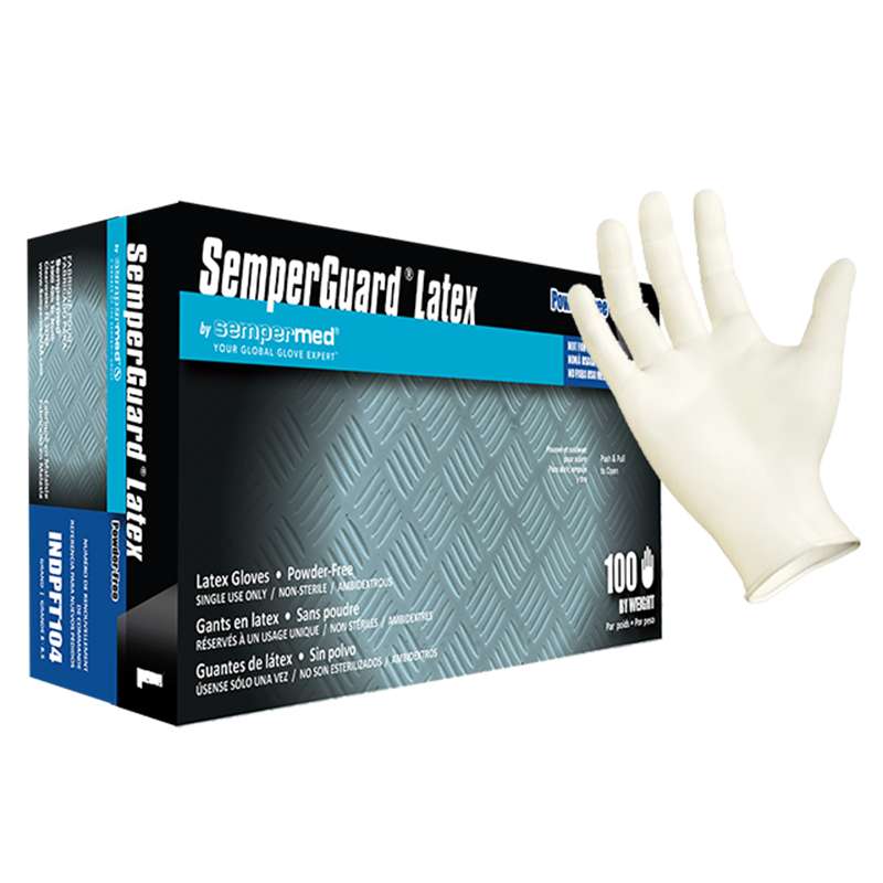 SemperGuard Glove, Latex Industrial Powder Free Textured, X-Small, 100/Box