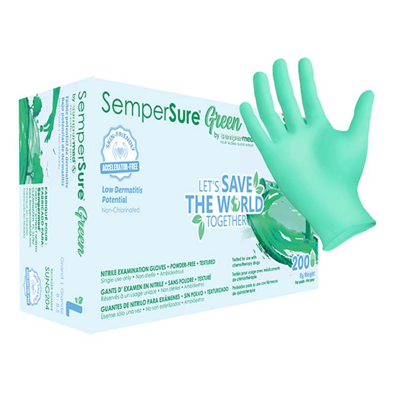 Sempersure Nitrile Exam Glove, Powder Free Textured, Medium, 100/Box