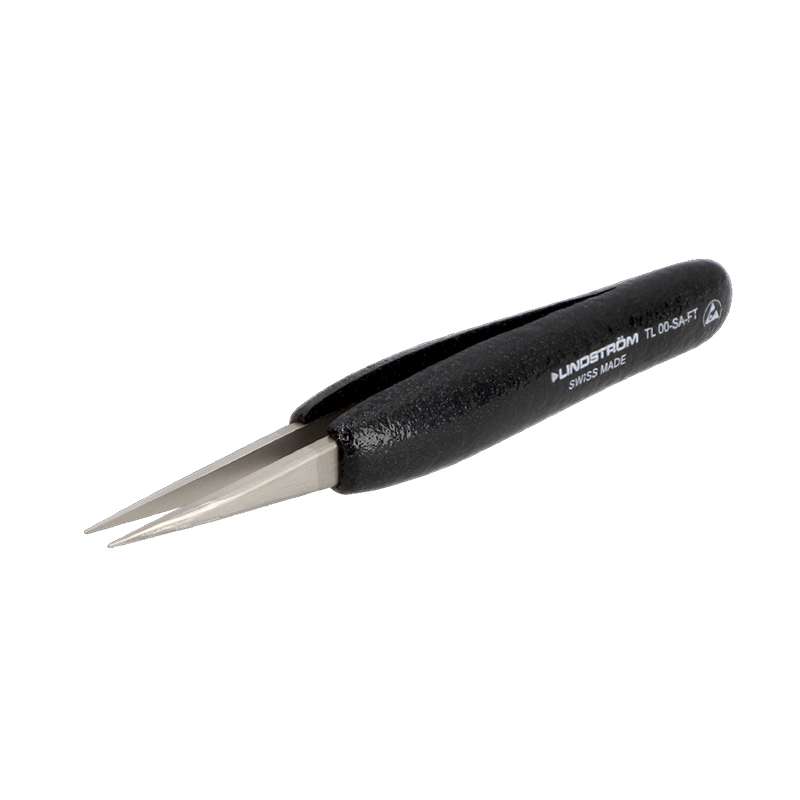 Precision Ergonomic Tweezers Type 00, ESD Safe, Straight, Fine, Flat Tips