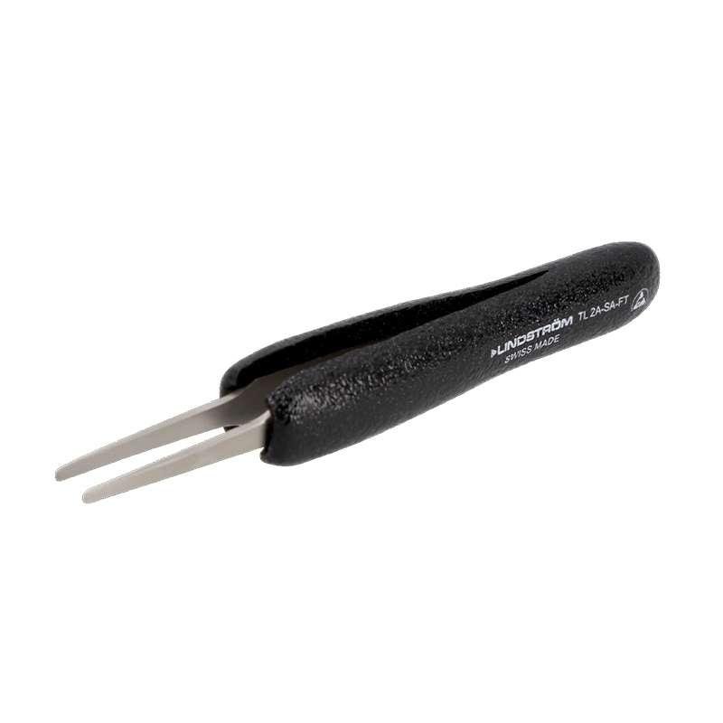 Precision Ergonomic Tweezers Type 2A, ESD Safe, Straight, Fine, Flat Tips