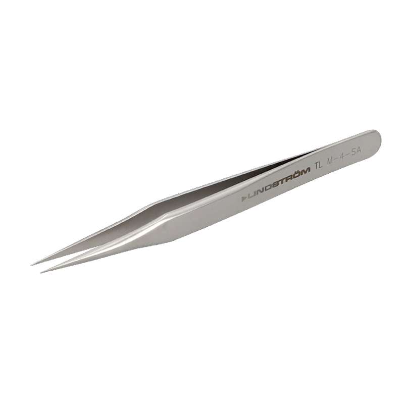 Miniature Tweezers Type M4, Straight, Very Fine, Sharp Tips, 80 mm - 3.15"