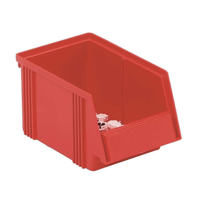 Polypropylene Treston® Stacking Bin, 9.84"D x 5.86"W X5.11"H, Red, Case of 30 Bins