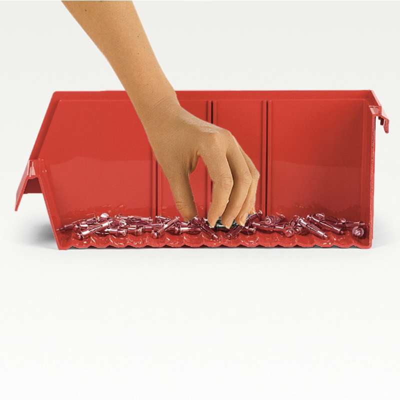 Polypropylene Treston® Stacking Bin, 11.81"D x 7.32W x 6.14"H, Red, Case of 24 Bins