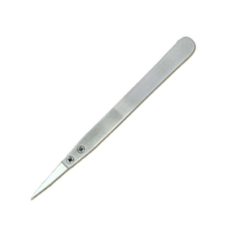 ESD-Safe Quick-Change Tweezers with Fine Point White Ceramic Tips (similar to 00-SA), 4-3/4"