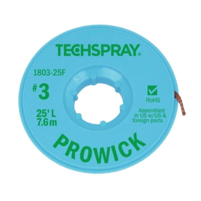 ProWick® Rosin Desoldering Braid, .075", 25' Green Standard Spool