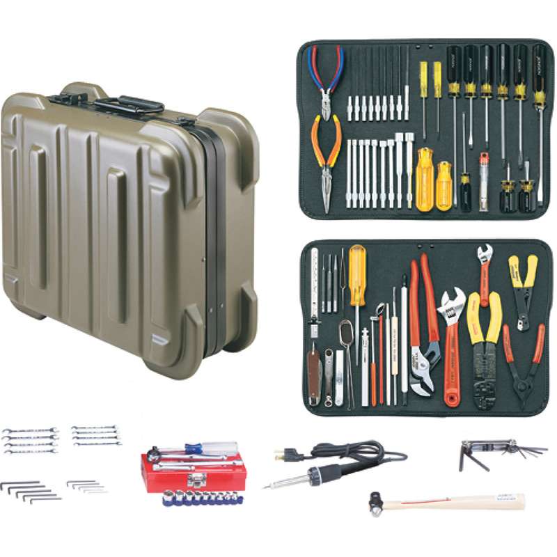 Electronics MRO Tool Kit, Olive, 9" Deep, Rugged Duty Poly Case, JTK-17 Series
