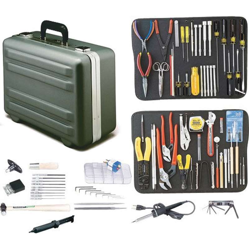 Electronics MRO Tool Kit, 8" Deep Deluxe Poly Case, Black JTK-87 Series