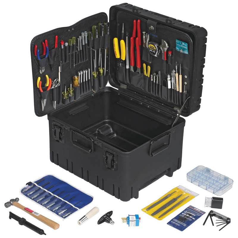 Electronics MRO Tool Kit, 12" Roto Rugged Case, Wheels/Recess Latch, JTK-87 Series