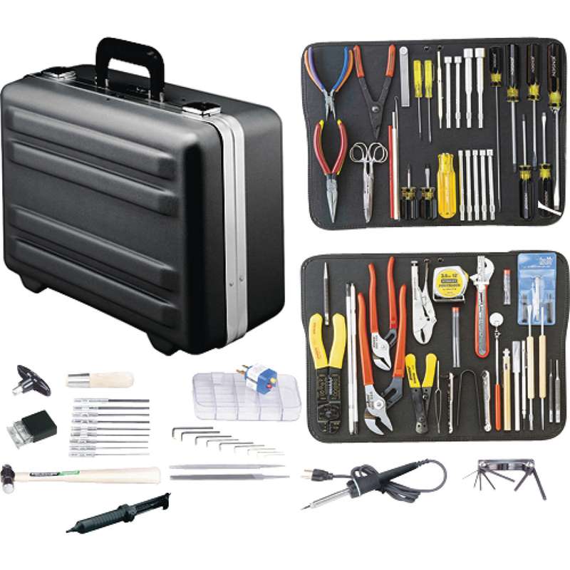 Electronics MRO Tool Kit, Metric, 5" Deep, Deluxe Poly Case, Black, JTK-87 Series