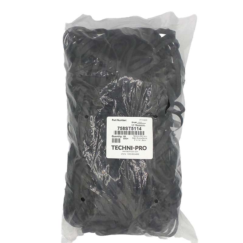 Conductive Rubber Bands, Black, 5" x 1/4", 210/Bag
