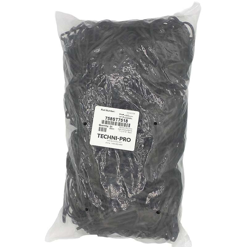 Conductive Rubber Bands, Black, 7-1/2" x 1/8", 315/Bag