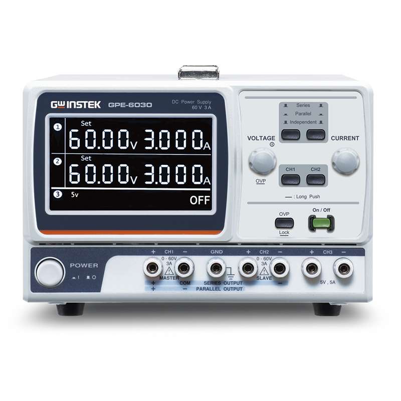 High-Resolution Linear DC Power Supply, 3 Channel, 60 V, 3 A, 385 W, GPE Series