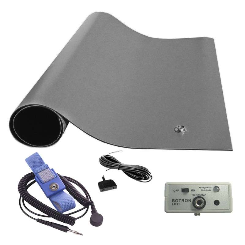 Work Station Monitoring Kit, ESD, with Gray Table Mat, 24" x 36"