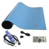 Work Station Monitoring Kit, ESD, with Light Blue Table Mat, 24" x 36" redirect to product page