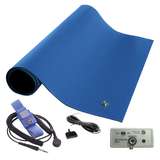 Work Station Monitoring Kit, ESD, with Royal Blue Table Mat, 24" x 36" redirect to product page