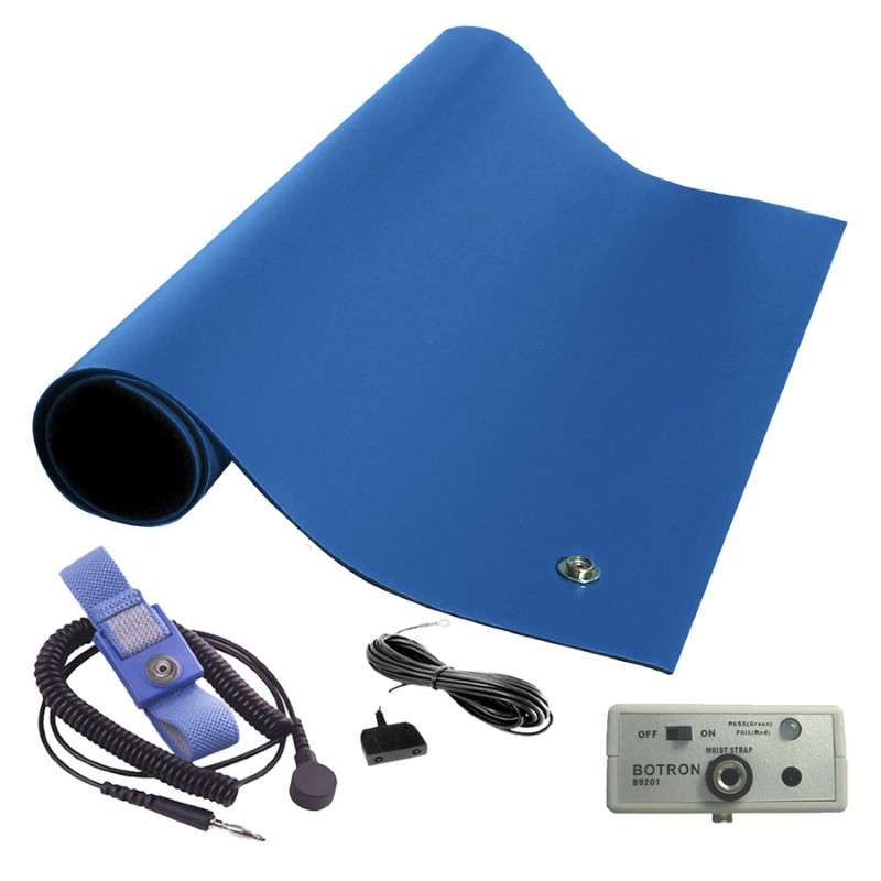 Work Station Monitoring Kit, ESD, with Royal Blue Table Mat, 24" x 36"