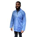 ESD-Safe Lightweight Jacket, with Snap Cuffs, Three Pockets, Blue, Small redirect to product page