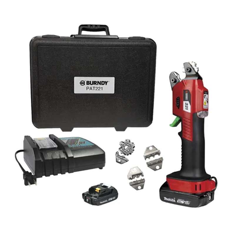 PAT221 Crimper, 2x Dies & 2x Die Wheels for #22-#1 AWG, #2210B221, 2210NV221, 81WHL221, 122WHL221, 2x 2Ah Li-ion, AC, Hard Case