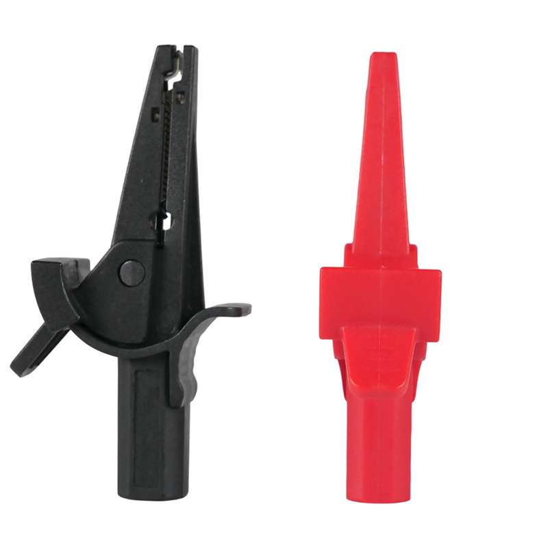 Large Alligator Clips for Banana Plug, Black and Red, 4mm, CAT III