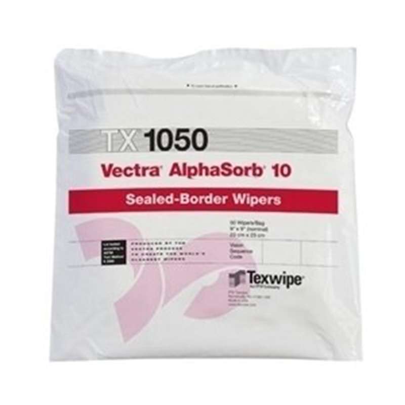 Vectra® AlphaSorb® 10 Dry Cleanroom Wipers, Non-Sterile, 100% Polyester Wipes, 9" x 9", 100 per Bag, 10 Bags per Case