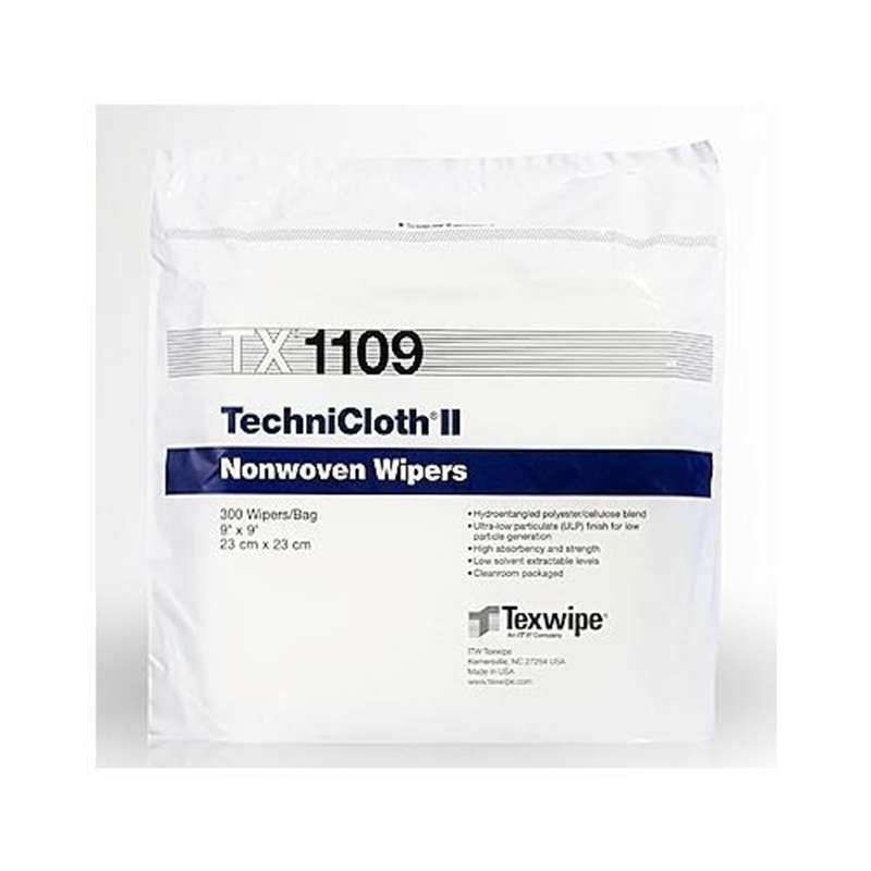 TechniCloth® II Dry Nonwoven Cleanroom Wipers, Non-Sterile, 9 x 9", 300 Wipes per Bag, 10 Bags per Case