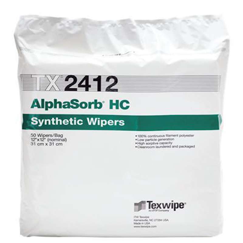 AlphaSorb® HC TX2412 Dry Cleanroom Wipers, Non-Sterile, 12" x 12", 100 Wipes per Bag, 6 Bags per Case