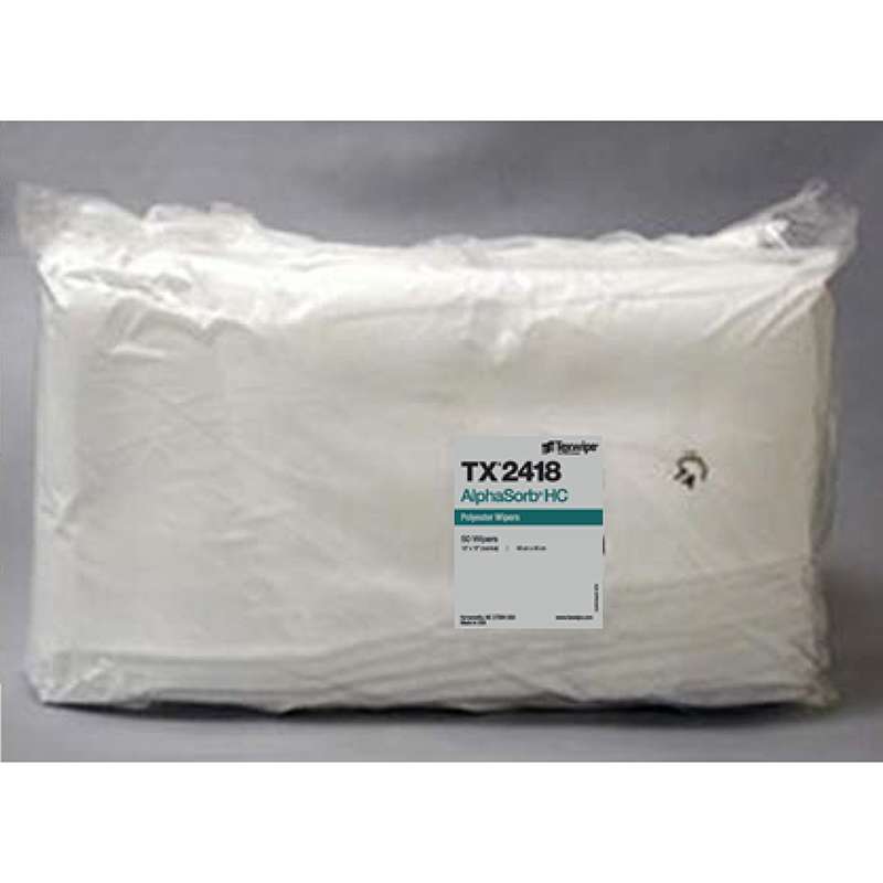 AlphaSorb® HC TX2418 Dry Cleanroom Wipers, Non-Sterile, 18" x 18", 100 per Bag, 3 Bags per Case