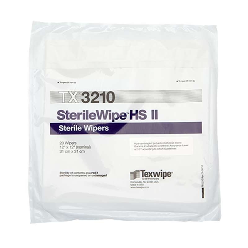 SterileWipe™ HS II Dry Nonwoven Cleanroom Wipers, Sterile, 12" x 12", 100 per Bag, 5 Bags per Case