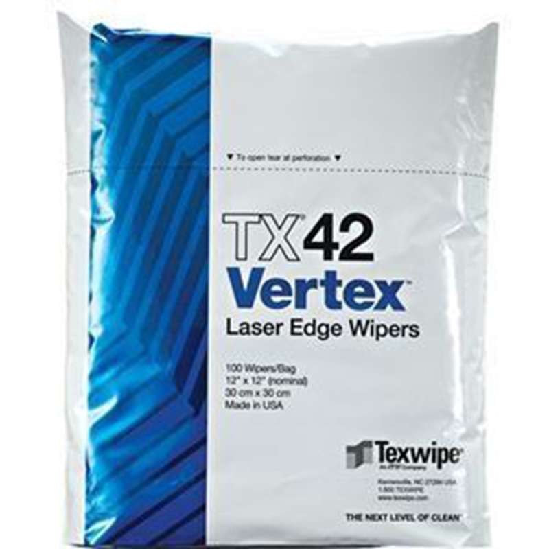 Vertex® Dry Cleanroom Wipers, Non-Sterile, 12" x 12", 100 Wipes per Bag, 10 Bags per Case