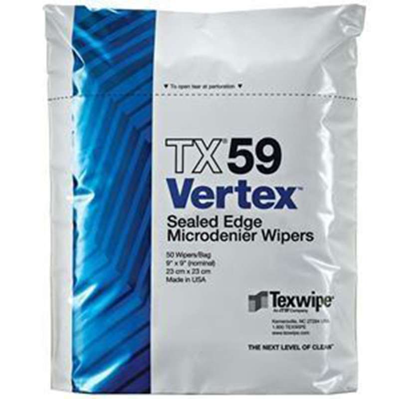 Vertex® Microdenier Dry Cleanroom Wipers, Non-Sterile, 9" x 9", 100 per Bag, 10 Bags per Case