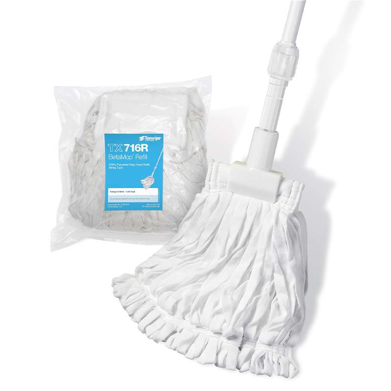 BetaMop® Kit, Polyester Mop Handle with 15oz Tubular Mop Head, Cleanroom Ready