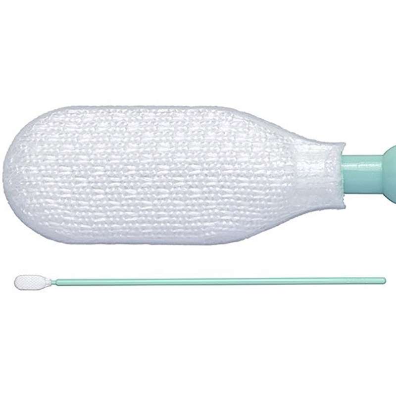Microdenier Polyester Knit Cleanroom Swab with Long Handle, Non-Sterile, 6.398" Long, 100 per Bag, 8 Bags per Case