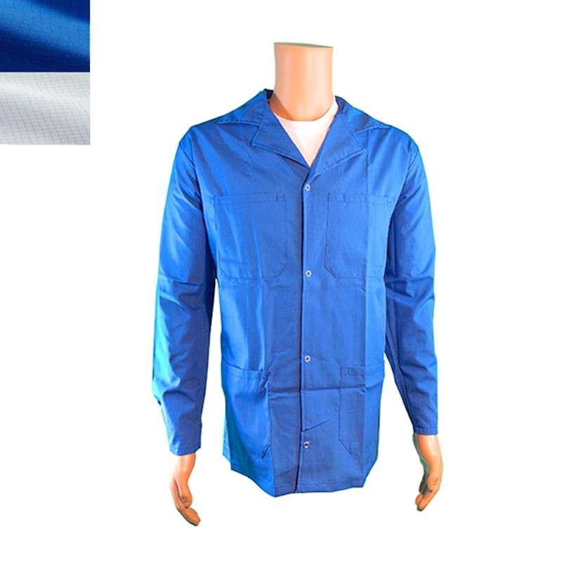 ESD Jacket Light Blue, Snap Cuff HV Weight
