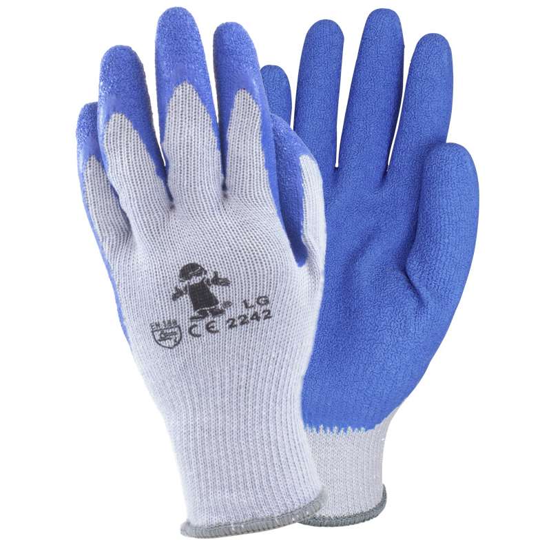 Latex Coated Crinkle Grip Knit Gloves, Large, Blue/Gray, 12 Pairs per Bag, 6 Dozen per Case