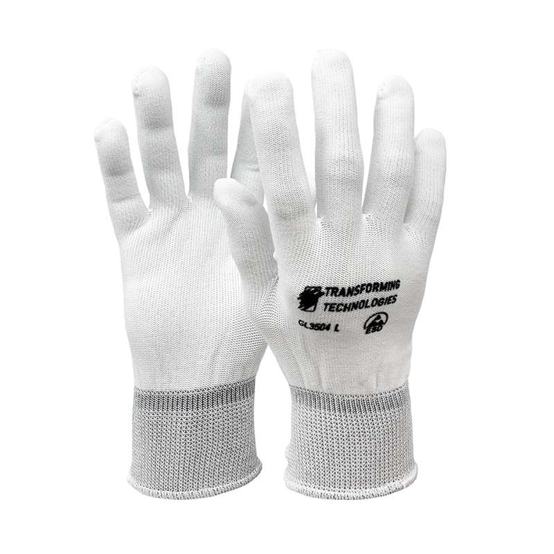 ESD Safe Polyester Inspection Gloves, Uncoated, Small, White, Pair, 12 pair per pack