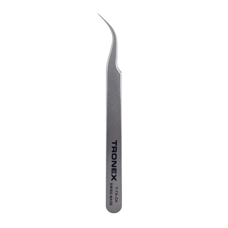 High Precision Tweezer, Titanium, Curved Fine Sharp Tip, Style 7