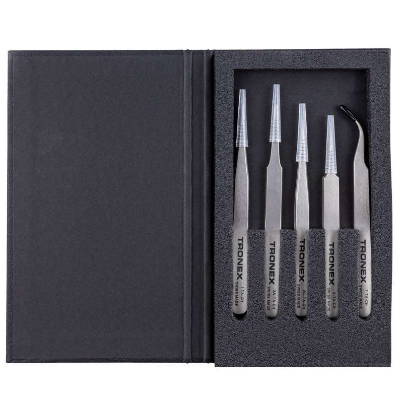 High Precision Titanium Tweezer Kit, including Style 1, 2A, 3C, 5, 7
