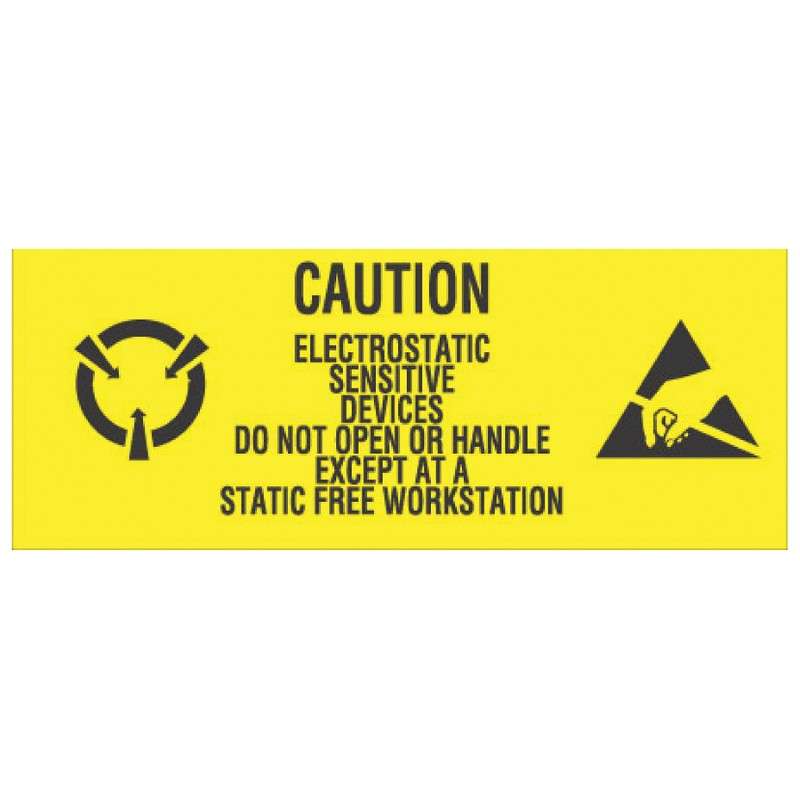 ESD Caution Label "Electrostatic Sensitive Devices Do Not Open or Handle Except At A Static Free Workstation", 1 x 2-1/2", 500 Labels per Roll