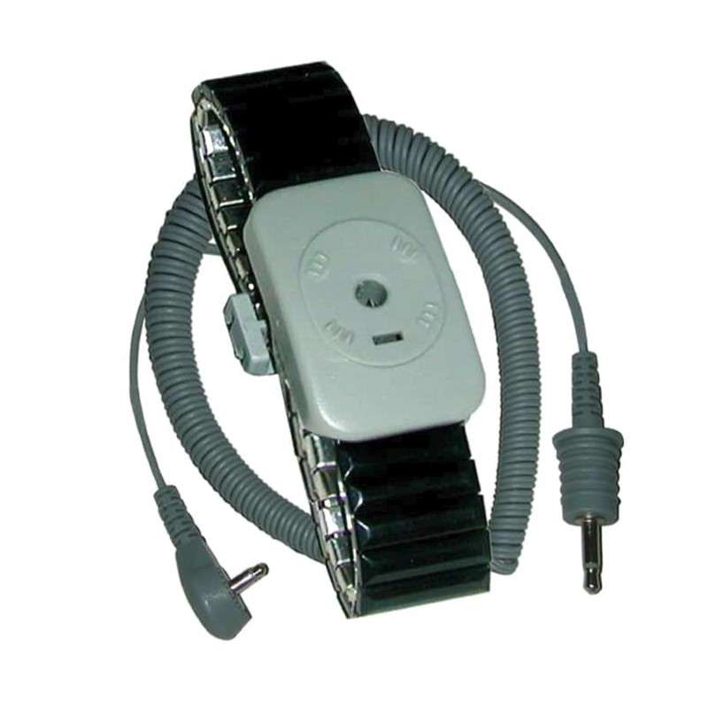 Wrist Strap, Dual, Black Speidel Metal, 5' Rt. Coil Cord, Small