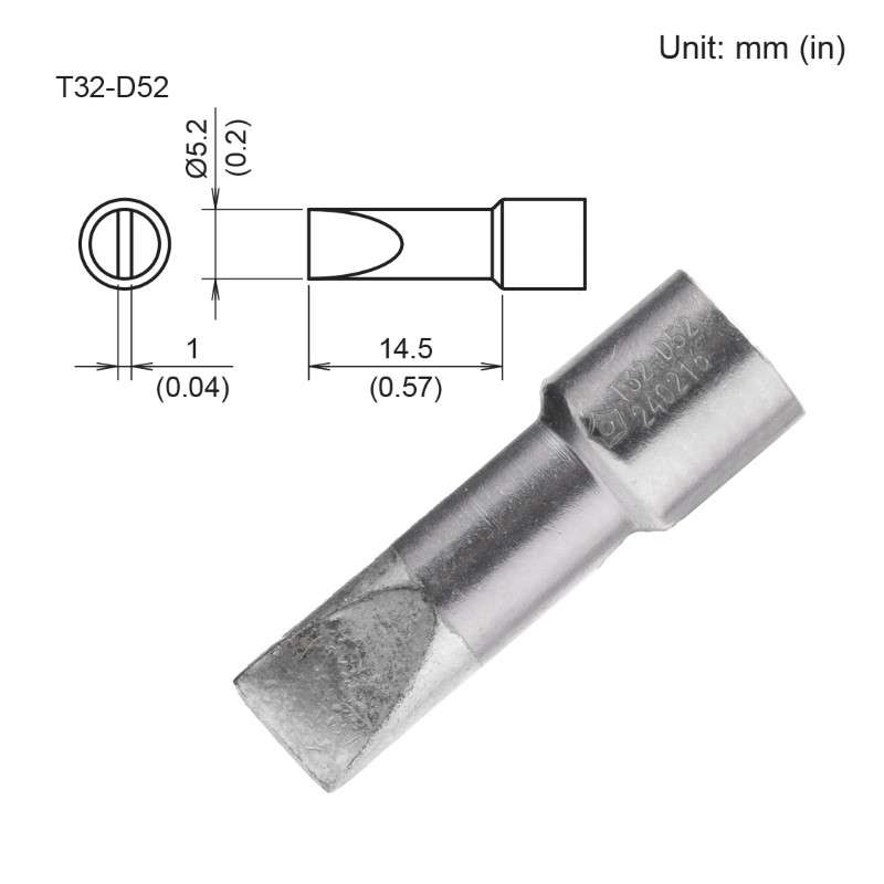 Soldering Tip, Chisel, 5.2mm, x 14.5mm, T32 Series