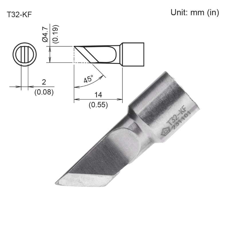 Soldering Tip, Knife, 4.7mm, x 14mm, T32 Series