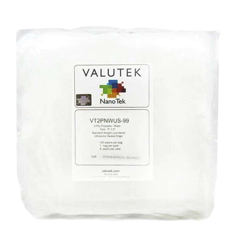 NanoTek 2-Ply Polyester Cleanroom Wipers, Ultrasonic Sealed Edge, 9 x 9", 100/BG, 8BG/CA